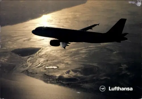 Ak Deutsches Passagierflugzeug, Lufthansa Airbus A320-200, Werbung