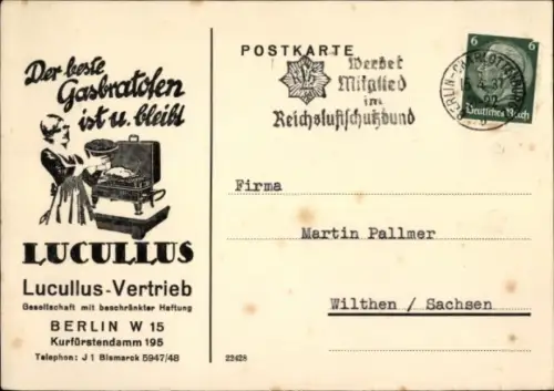Ak Gasbratofen Lucullus, Lucullus Vertrieb GmbH Berlin Kurfürstendamm 195