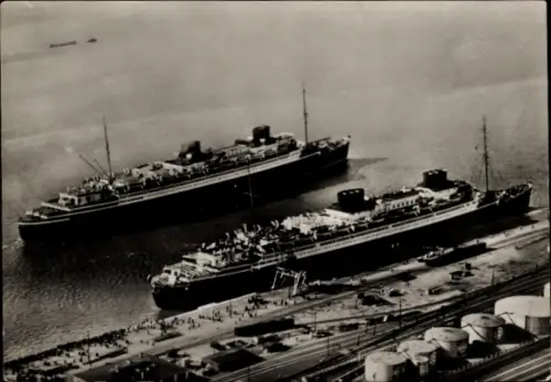 Ak Dampfer Bremen, Dampfer Europa, Norddeutscher Lloyd Bremen, Bremerhaven, Columbuskaje