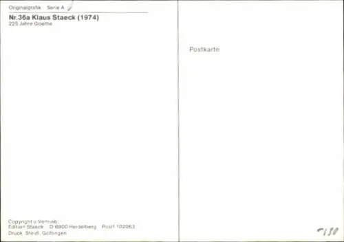 Künstler Ak Staeck, Klaus, 225 Jahre Goethe, 111 Jahre Hoechst, Satire