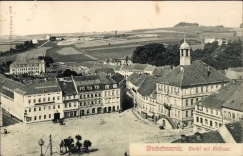 Ak Bischofswerda in Sachsen, Markt mit Rathaus