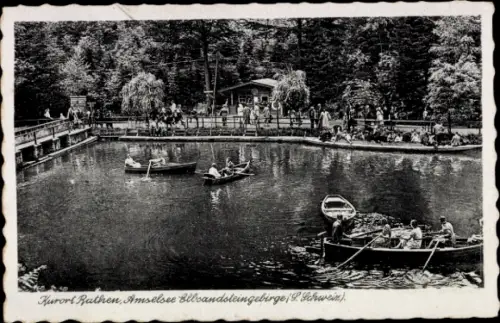Ak Rathen an der Elbe Sächsische Schweiz, Amselsee, Ruderpartie