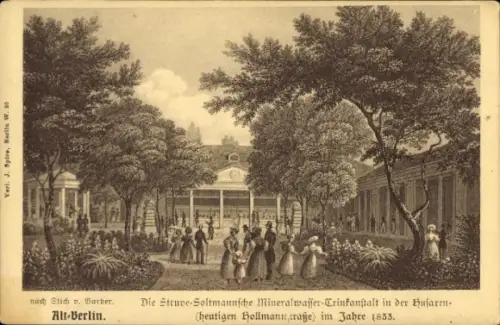 Künstler Ak Barber, Berlin Kreuzberg, Mineralwasser-Trinkanstalt 1833, Hollmannstraße