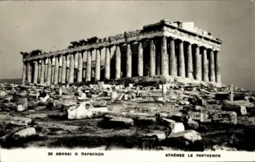 Ak Athen Griechenland, Parthenon, antike Säulen, archäologische Ruinen