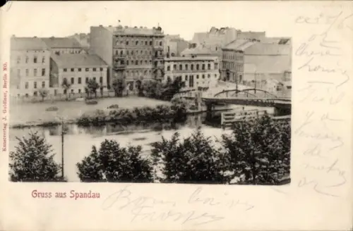 Ak Berlin Spandau, Teilansicht, Brücke