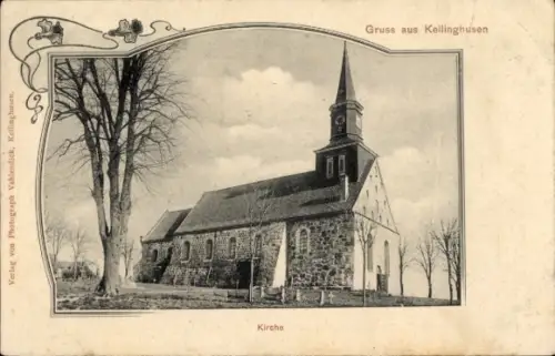 Jugendstil Passepartout Ak Kellinghusen in Holstein, Kirche