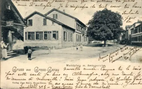 Ak Groß Gerau in Hessen, Marktplatz mit Amtsgericht