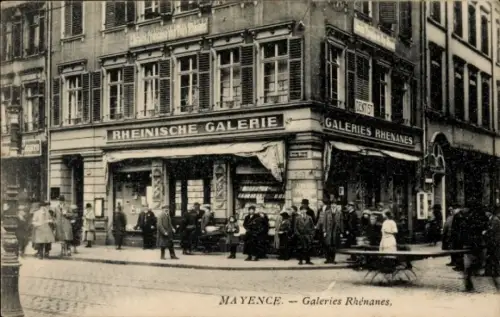 Ak Mainz am Rhein, Mayence, Rheinische Galerie, Galeries Rhénanes,  Menschen auf der Straße