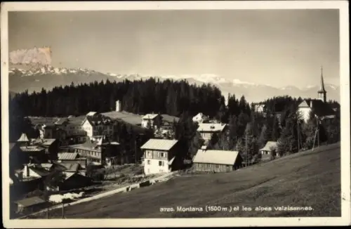 Ak Montana Kanton Wallis,  Alpen, Gebäude, Landschaft, 