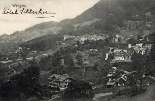 Ak Wengen Kanton Bern,  Hotel Silberhorn, Landschaft mit Häusern, 