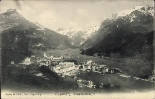 Ak Engelberg Kanton Obwalden Schweiz, Berglandschaft, Dorfansicht, Berge, Gebäude, 