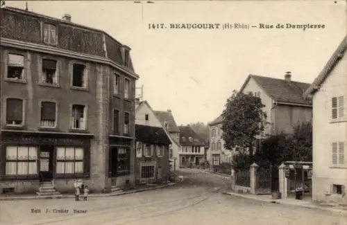 Ak Beaucourt Territoire de Belfort, Cafe Hannan, Rue de Damplesse, Edit J. Creller Basar