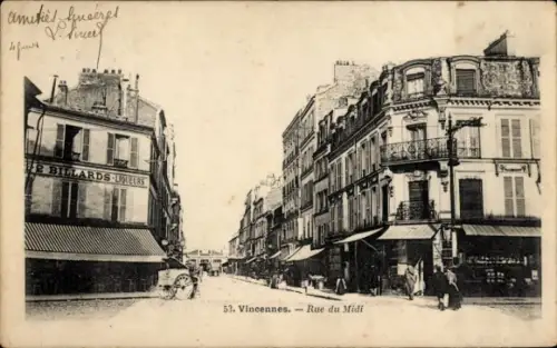 Ak Vincennes Val de Marne, Rue du Midi