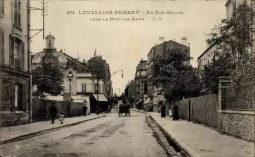 Ak Levallois Perret Hauts de Seine, Le Rue Gravel vers la Rue des Arts