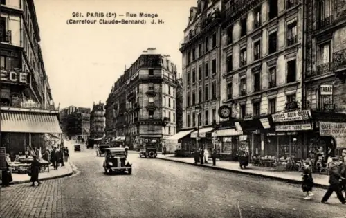 Ak Paris V., Rue Monge, Carrefour Claude Bernard