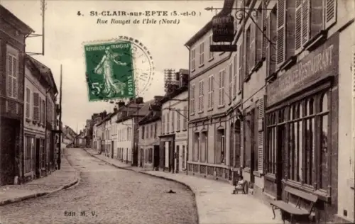 Ak Saint Clair sur Epte Val d'Oise, Rue Rouget de l'Isle