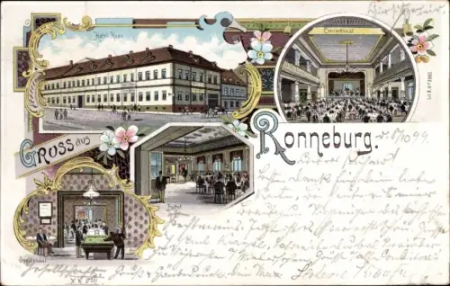 Litho Ronneburg in Thüringen, Hotel Rose, Concertsaal, Billard