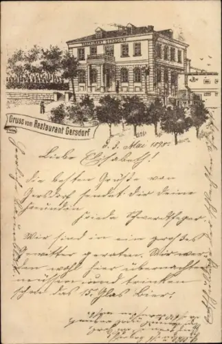 Litho Gersdorf (bei Roßwein) Striegistal in Sachsen, Restaurant Gersdorf