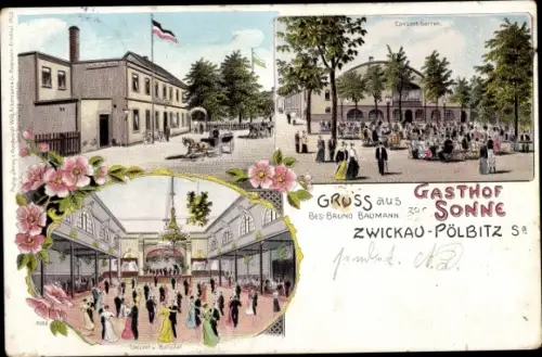 Litho Pölbitz Zwickau in Sachsen, Gasthof Sonne