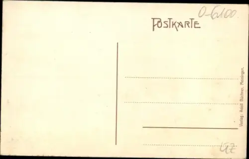 Ak Meiningen in Thüringen, Schloss Landsberg in der Zukunft, Ballon, Seilbahn, Bahnhof