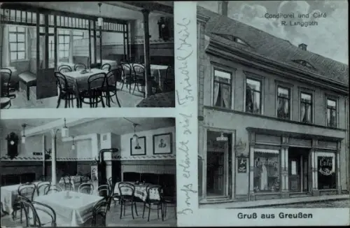 Ak Greußen in Thüringen, Konditorei und Cafe, Innenansicht