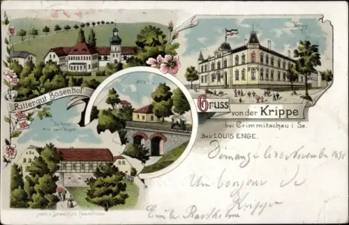 Litho Crimmitschau in Sachsen, Gasthof Krippe, Schießhaus