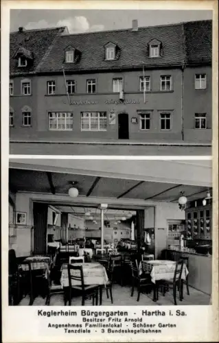 Ak Hartha in Sachsen, Keglerheim Bürgergarten, Innenansicht