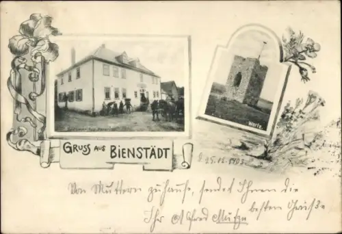 Ak Bienstädt Thüringen, Gasthaus August Eccarius, Warte