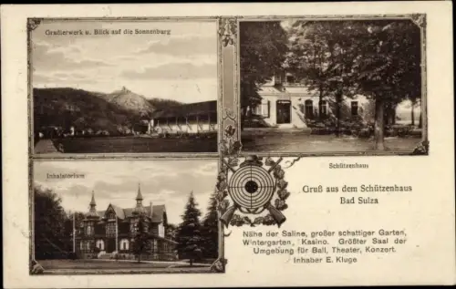 Ak Bad Sulza in Thüringen, Schützenhaus, Gradierwerk, Sonnenburg, Inhalatorium