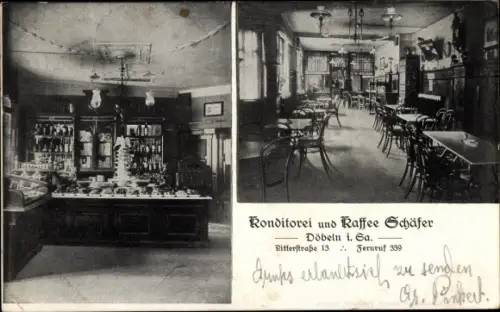 Ak Döbeln in Mittelsachsen, Konditorei und Kaffee Schäfer, Ritterstraße 13