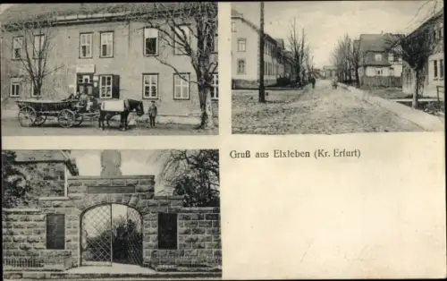 Ak Elxleben Landkreis Sömmerda, Straßenpartie, Gasthof, Tor