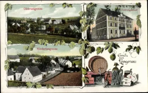 Ak Langenau Brand Erbisdorf im Kreis Mittelsachsen, Zentralgasthof