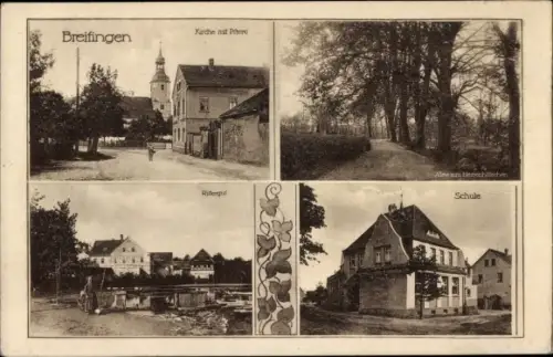 Ak Regis Breitingen Sachsen, Schule, Rittergut, Kirche, Pfarre, Allee
