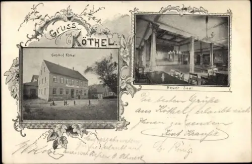 Ak Köthel Schönberg Sachsen, Gasthof, Neuer Saal