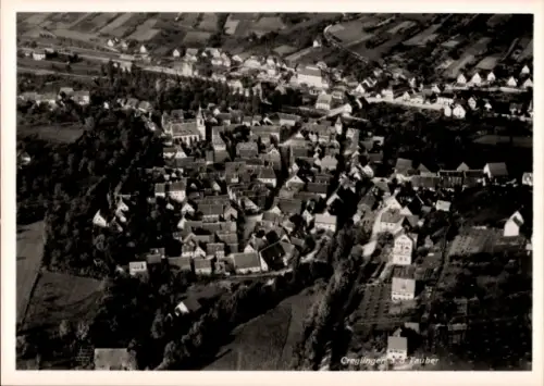 Ak Creglingen an der Tauber, Luftaufnahme von Creglingen,  Architektur, ländliche Umgebung