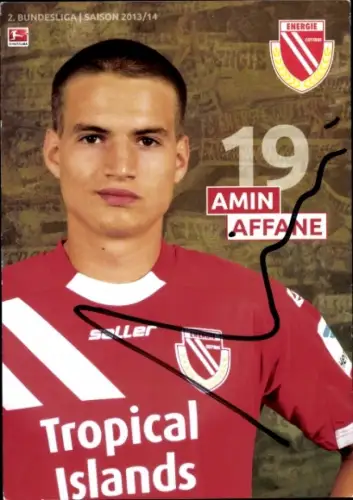 Autogrammkarte Fußballer Amin Affane, Energie Cottbus, Autogramm