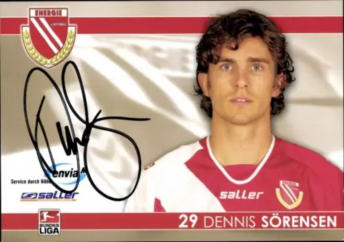 Autogrammkarte Fußballer Dennis Sörensen, Energie Cottbus, Autogramm