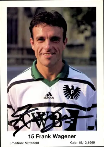Autogrammkarte Fußballer Frank Wagener, Preußen Münster, Autogramm