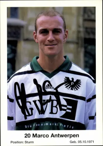Autogrammkarte Fußballer Marco Antwerpen, Preußen Münster, Autogramm