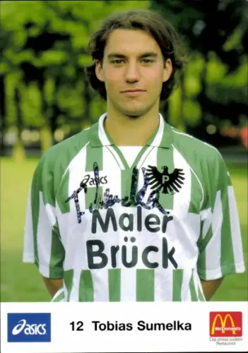 Autogrammkarte Fußballer Tobias Sumelka, Preußen Münster, Autogramm