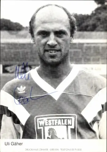 Autogrammkarte Fußballer Uli Gäher, Preußen Münster, Autogramm