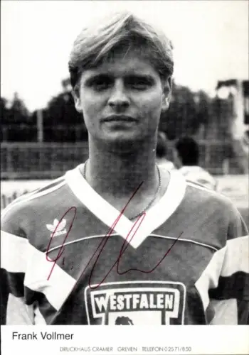 Autogrammkarte Fußballer Frank Vollmer, Preußen Münster, Autogramm