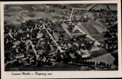 Ak Crossen an der Mulde Zwickau Sachsen, Luftaufnahme von Crossen, Wohngebiete, Felder