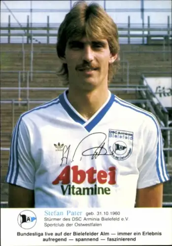 Autogrammkarte Fußballer Stefan Pater, DSC Arminia Bielefeld, Autogramm