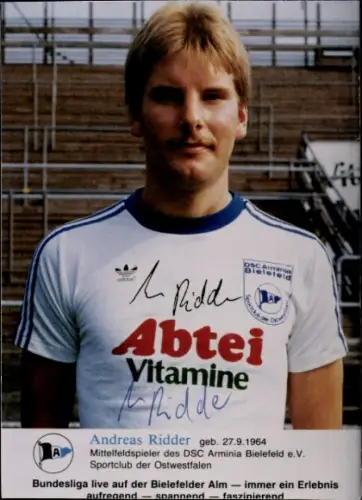 Autogrammkarte Fußballer Andreas Ridder, DSC Arminia Bielefeld, Autogramm