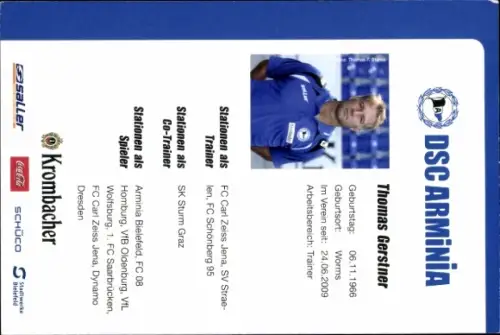 Autogrammkarte Fußballer Thomas Gerstner, DSC Arminia Bielefeld, Autogramm