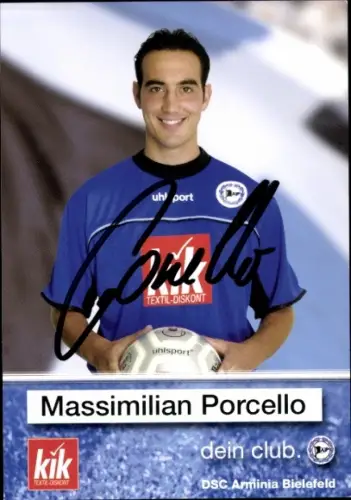 Autogrammkarte Fußballer Massimilian Porcello, DSC Arminia Bielefeld, Autogramm