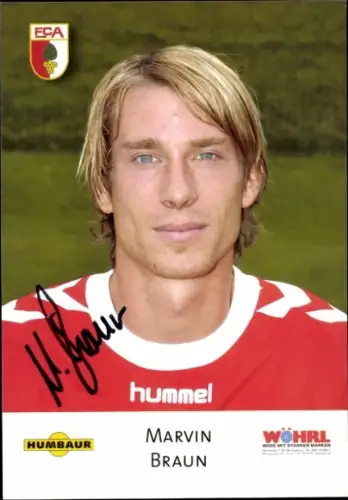 Autogrammkarte Fußballer Marvin Braun, FC Augsburg, Autogramm