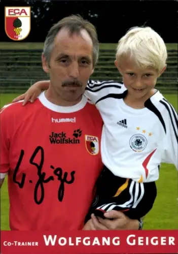 Autogrammkarte Co Trainer Wolfgang Geiger, FC Augsburg, Autogramm
