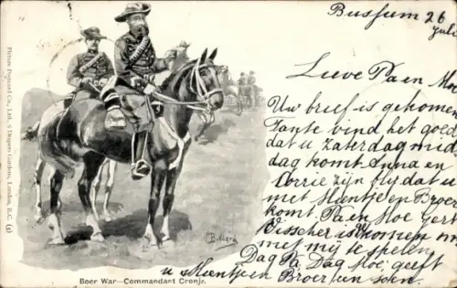 Künstler Ak Burenkrieg, Kommandant Cronje auf einem Pferd